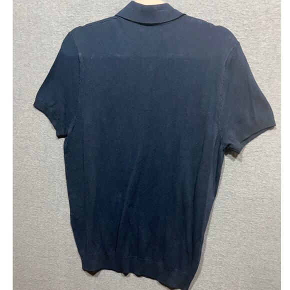 Zara Womens Ribbed Short Sleeves Polo Navy Blue Size M NWT $46 - Picture 4 of 12